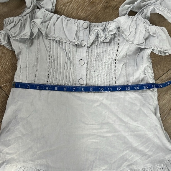 Lovers + Friends Edwin Mini Dress Ice Blue Ruffle Button - Picture 14 of 15